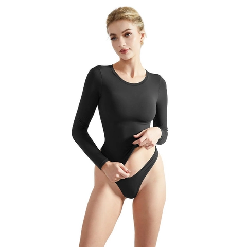 Dames Romper Lange Mouwen Effen Kleur Ronde Hals Slim Fit Sexy Hoog Uitgesneden Base Layer Top Polyester Elastaan