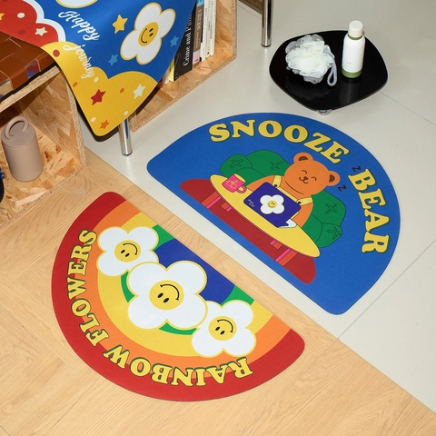 Tappetino Da Bagno In Fango Di Diatomee Cartone Animato Carino Semicircolare Assorbente Asciugatura Rapida Antiscivolo