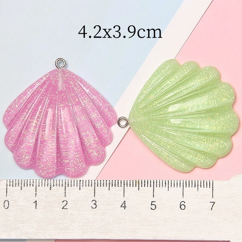 Hars Schelp Hangers Glitter Transparante Kleurrijke Bedels Met Metalen Ring Voor DIY Sieraden Maken Ketting Tas Accessoire