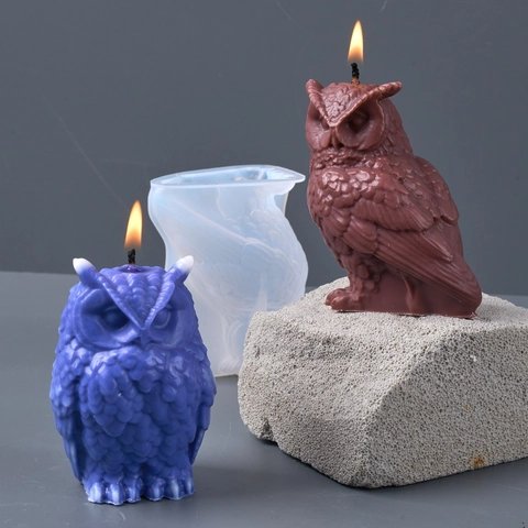 Lifelike Owl Silicone Mold For Scented Candle Making DIY Resin Casting Animal Shaped Detailed Home Decoration