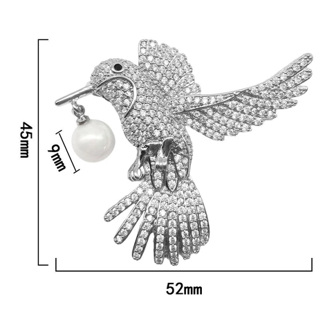 Hummingbird Brooch For Women Zinc Alloy Rhinestone Brooch With Artificial Pearl Elegant Bird Shape Corsage Pin Jewelry Gift