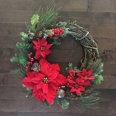 Christmas Wreath Artificial Pine Needles Natural Pine Cones Red Berries Rattan Ring Door Hanging Holiday Decor American Style