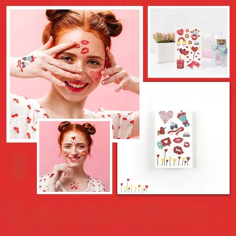 Pegatinas De Tatuaje Temporal Con Purpurina Impermeables Tema Del Día De San Valentín Corazón De Amor Cupido Arte Corporal Para Niños Y Adultos