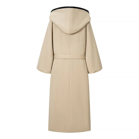 Dames Elegante Lange Jas Met Capuchon Voering Van Kunstbont Tailleband Warme Parka Winterjas