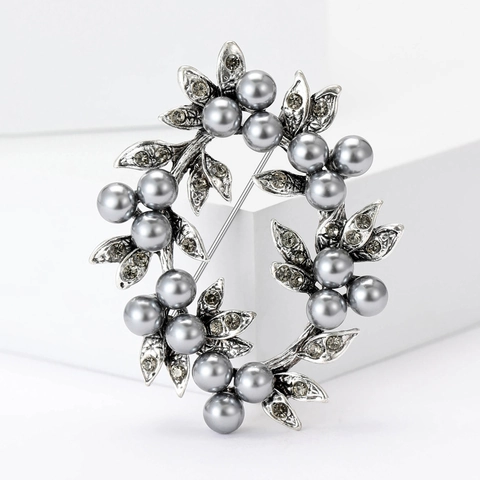 Spilla A Ghirlanda In Lega Vintage Con Künstliche Perle Sintetiche E Strass Elegante Spilla Floreale Per Accessori Abbigliamento
