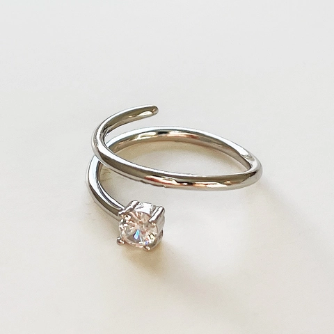 Anello A Spirale In Argento Sterling 925 Con Zirconi Gioielli Regolabili Aperti Minimalista Elegante Per Donne