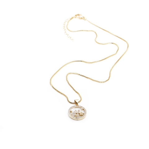 Collana Con Pendente A Stella Rame Zircone Strass Ciondolo Rotondo Catena Box Per Donna Regalo Gioielli Eleganti