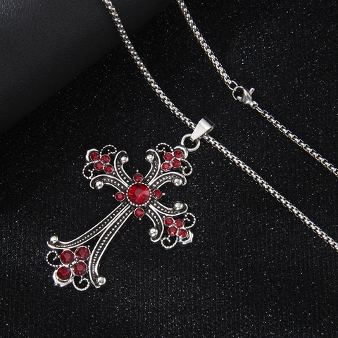 Collana Con Croce Con Catena In Acciaio Inossidabile E Ciondolo In Lega Con Strass Gioielli Retro Hip Hop Gothic Punk