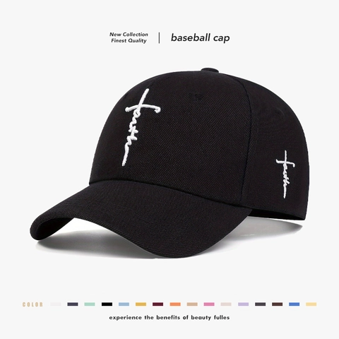Faith Cross Embroidery Baseball Cap Cotton Twill Adjustable Dad Hat Outdoor Sun Protection Casual Religious Streetwear