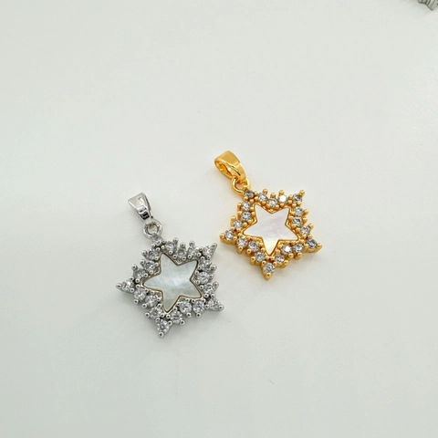 Colgantes Estrella Charms Cobre Chapado En Oro Circón Concha Natural Para Fabricación De Joyas DIY Collar Pulsera Accesorio