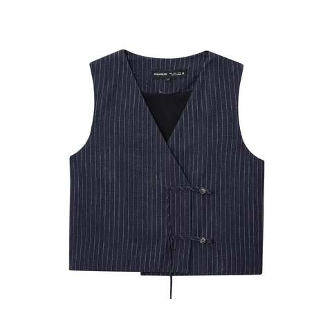 Gilet Femme À Rayures Et Pantalon Large Gilet Sans Manches Streetwear Décontracté Pantalon Rayé Pour Femme Style Élégant