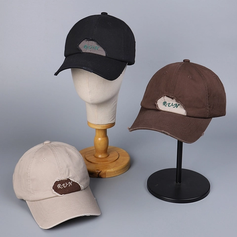 Cappello Da Baseball In Cotone Distressed Vintage Ricamo Lettere Cappello Sole Regolabile Streetwear Unisex