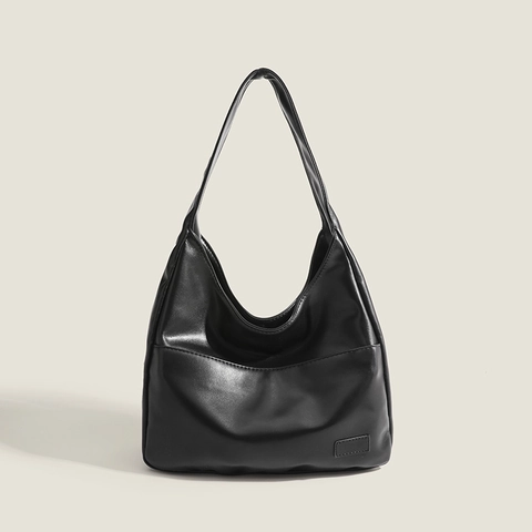 Bolso De Axila Vintage Hobo Cuero PU Gran Capacidad Color Sólido Urbano Minimalista Bolso De Hombro Para Mujer Versátil