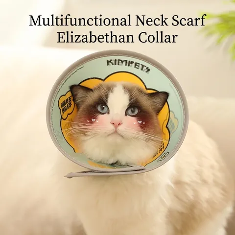 Adjustable Pet Elizabeth Collar Waterproof PVC Fabric Anti Lick Recovery Neck Cone For Dogs Cats Cartoon Protective Hood