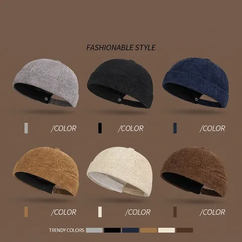 Gorro Docker Retro De Pana Ajustable Sin Ala Color Sólido Streetwear Unisex Gorro Casual