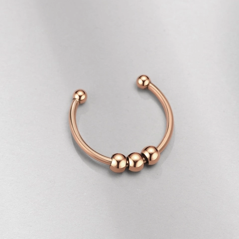 Stainless Steel Open Bead Ring Sliding Beads Adjustable High Polished Anti Anxiety Minimalist Jewelry Women