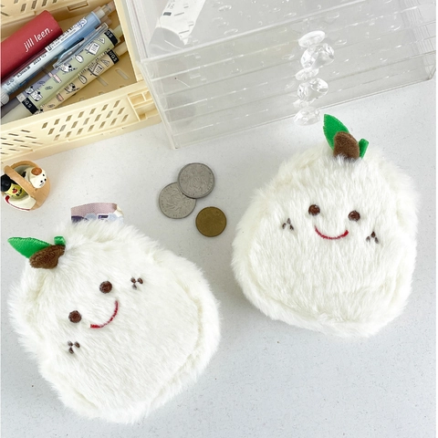 Cute Fruit Vegetable Plush Mini Coin Purse Soft Pouch Keychain Hook Kawaii Strawberry Watermelon Storage Bag For Girls