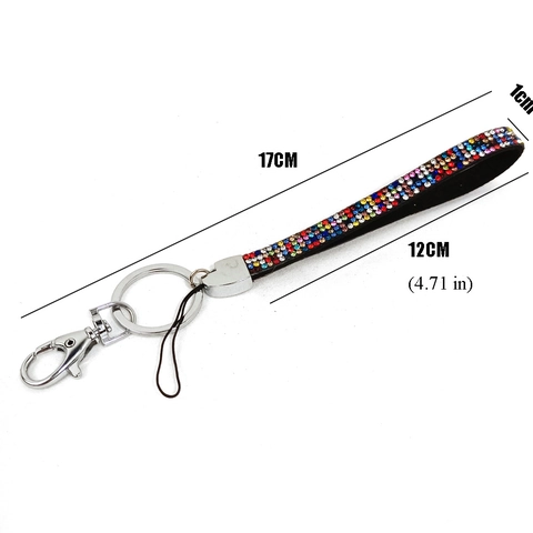 Bling Rhinestone Crystal Phone Lanyard Wrist Strap Keychain For Keys Purse Metal Buckle Unisex Handmade Phone Chain Accessory