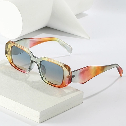 Retro Rectangular Sunglasses For Women Men Plastic Thick Square Frame UV400 Protection Fashion Y2K Ins Style Eyewear