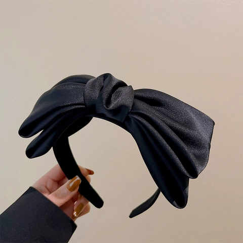 Large Bow Headband Satin Fabric Elegant Vintage Hair Hoop Accessory Women Fashion