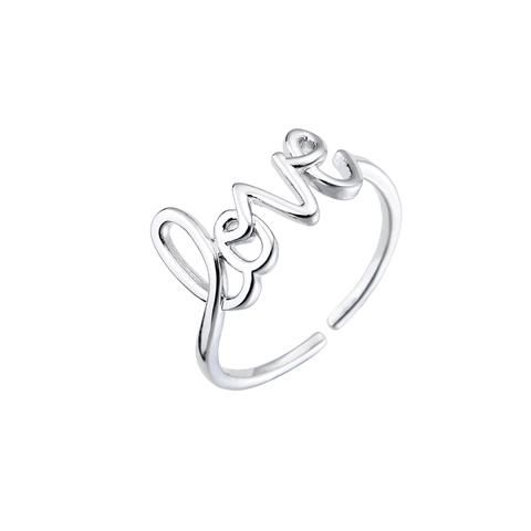 Koperen Ring LOVE Hartvorm Micro Pave Cubic Zirconia Verstelbare Open Vinger Sieraden Voor Vrouwen
