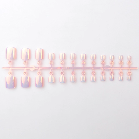 Iridescent Aurora Press On Toe Nails Electroplated Glossy Chameleon Solid Color Fake Toenails For Women Summer Pedicure