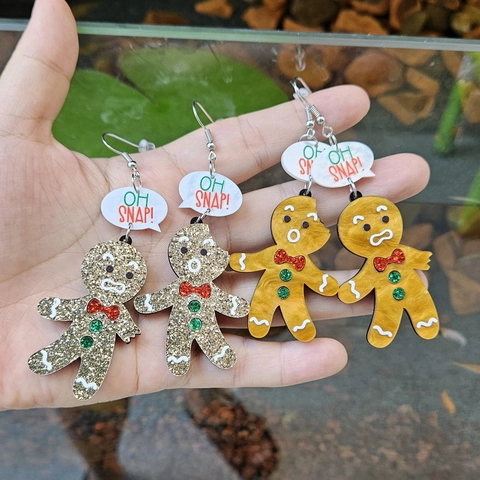 Weihnachten Lebkuchenmann Ohrhänger Acryl Glitzer Lustig Oh Snap Feiertagsschmuck Für Damen