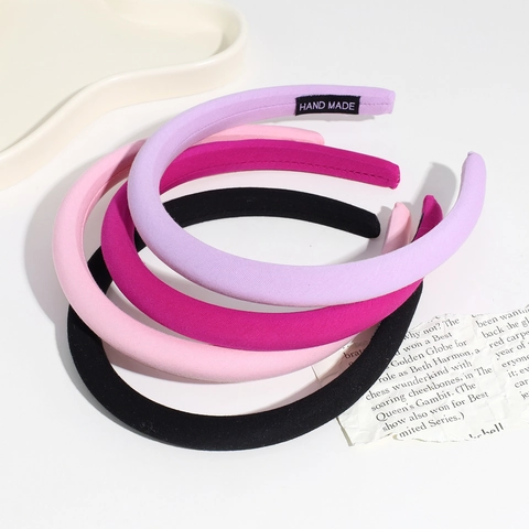 Solid Color Fabric Wrapped Sponge Headband Non-Slip Hair Hoop Korean Style Minimalist Hair Accessories Women Handmade