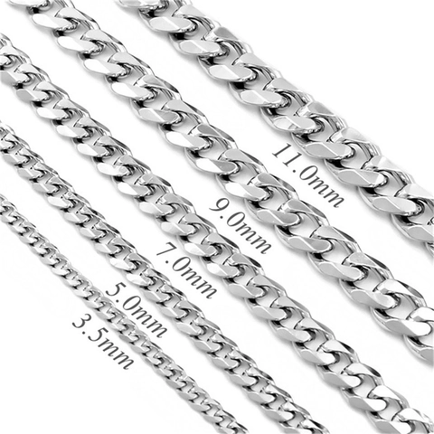 Cubaanse Schakelketting Ketting Titanium Roestvrij Staal Zeszijdig Gepolijst Trendy Hip Hop Punk Sieraden Voor Heren En Dames