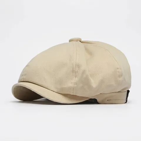 Retro British Newsboy Cap Cotton Twill Octagonal Hat For Men Women Adjustable Vintage Style Cabbie Baker Boy