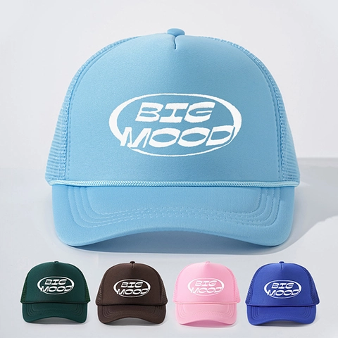 Big Mood Embroidery Trucker Hat Mesh Breathable Adjustable Baseball Cap Vintage Retro Style For Men Women