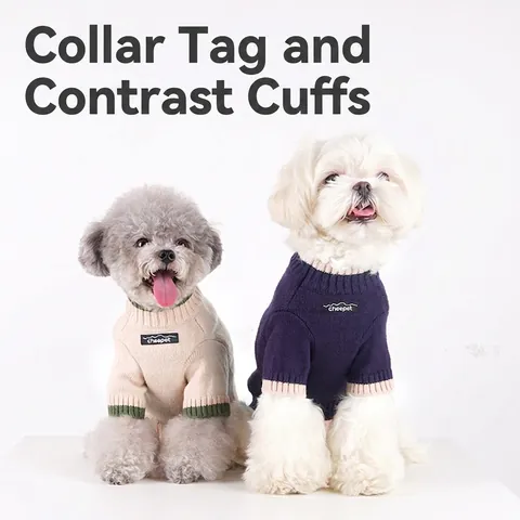 Suéter De Punto Para Perro Mascota Color Contrastado Hilo De Conejo Cálido Estilo Japonés Para Perros Gatos Pequeños