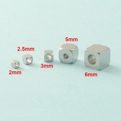 Perline Distanziatrici A Cubo In Acciaio Inossidabile Lucidato A Specchio Foro Quadrato Perline Sfuse DIY Gioielli Componenti Geometrici