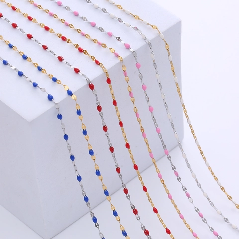 Minimalistisches Emaille Perlen Halskette Aus Edelstahl Für Frauen Zarte Bunte Tropfkleber Kette Schmuck
