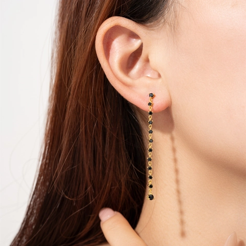 925 Sterlingsilber Lange Quasten Ohrhänger Für Damen Vergoldet Linear Strass Ohrringe Mode Schmuck