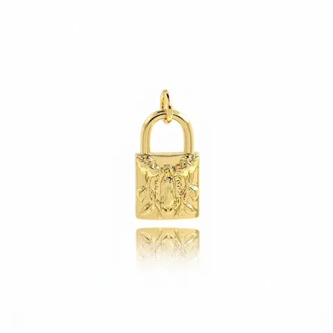 Pendente Lucchetto Vergine Maria Rame Zircone Rosa Sbalzata Religioso DIY Gioielli Placcato Oro Vintage
