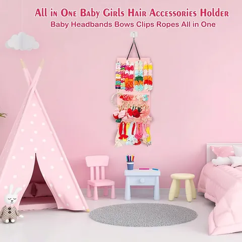 Baby Mädchen Haarschmuck Organizer Filz Wandbehang Aufbewahrungstasche Für Schleifen Clips Haarbänder Herz Haken