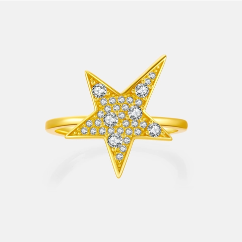 925 Sterling Silver Star Ring Sparkling Micro Paved Zirconia Pentagram Elegant Fashion Finger Ring For Women Jewelry Gift