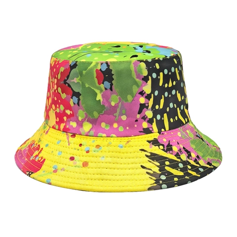 Unisex Vissershoed Polyester Tie Dye Graffiti Print Omkeerbaar Zonbescherming Outdoor Retro Zonnehoed