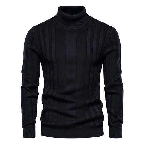 Ανδρικό Casual Slim Fit Πλεκτό Ζιβάγκο από Μείγμα Βαμβακιού Ριμπ Μακρυμάνικο Πουλόβερ Ριγέ Βασικό Μπλουζάκι για Φθινόπωρο Χειμώνα