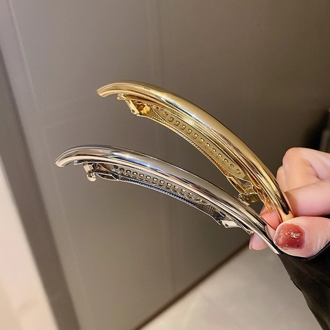 Fermaglio Capelli Incurvato Minimalista Lega Metallo Molla Per Coda Cavallo Accessorio Elegante Per Capelli Donne