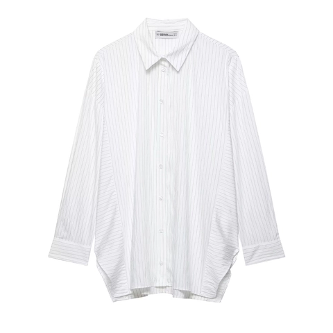 Camicetta A Righe A Maniche Lunghe Da Donna Poliestere Abbottonata Colletto A Revers Casual Top Da Ufficio