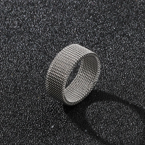 Maschenring Edelstahl Breitband Geometrisches Gittergewebe Industrieller Moderner Stil Unisex Mode Schmuck Zubehör