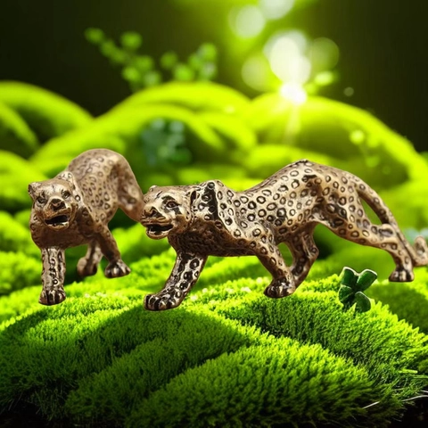 Statuina Di Leopardo In Ottone Statua Di Ghepardo Vintage Scultura Di Animale In Metallo Decorazione Per Scrivania Ornamento Retrò