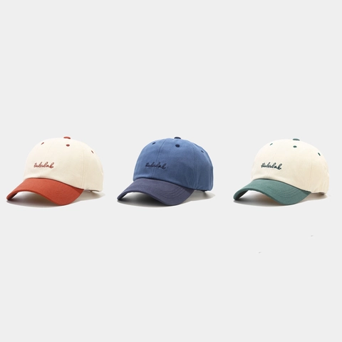 Casquette De Baseball En Coton Couleurs Contrastées Broderie Protection Solaire Respirante Chapeau Soleil Réglable