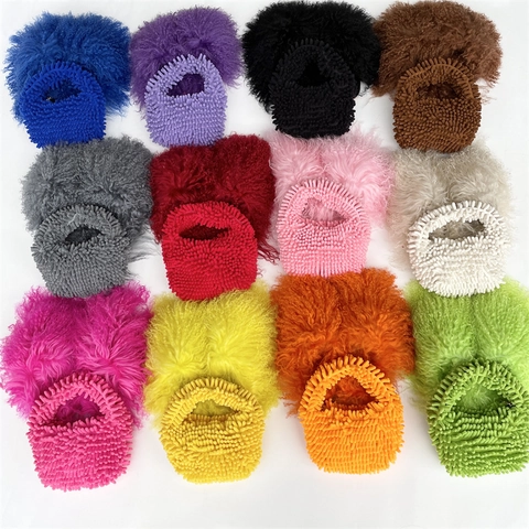 Γυναικεία Τσάντα Χειρός Chenille Plush Shaggy Mop Texture Μικρή Τετράγωνη Τσάντα Ενσωματωμένη Λαβή Χειμώνας