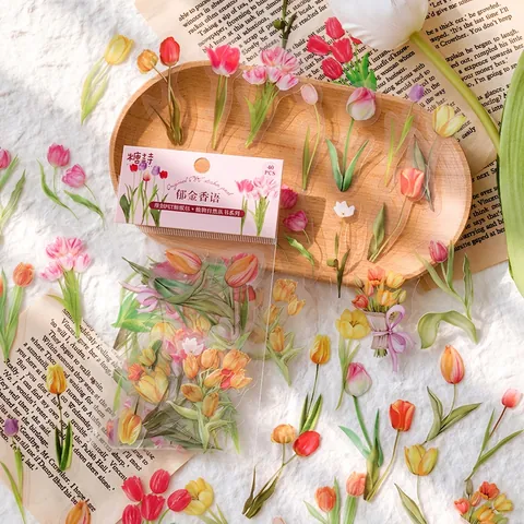 Vintage Botanical Stickers Transparent PET Waterproof Floral Mushroom Decals For Scrapbooking Journaling DIY Art Decor