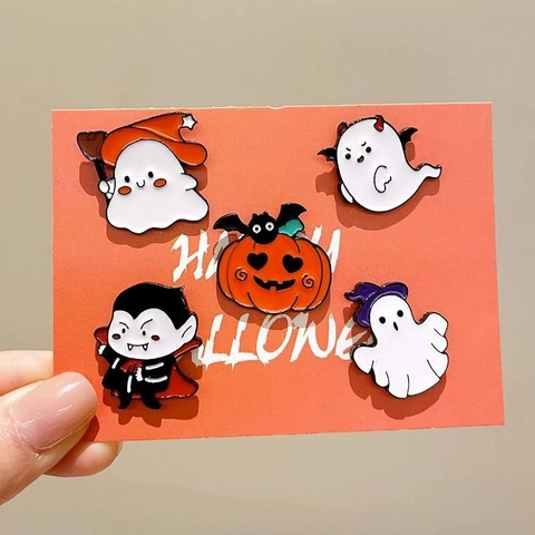 Spilla Halloween Smalto Pin Lega Fantasma Zucca Vampiro Mummia Cartone Animato Accessori Costume