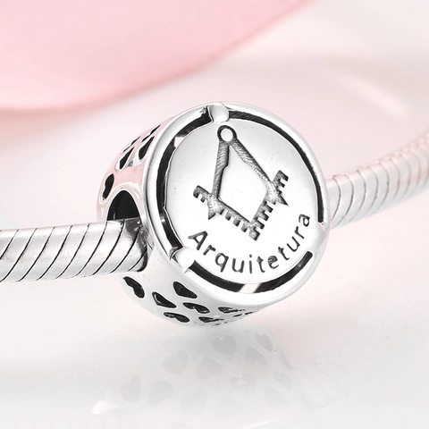 925 Sterling Silver Charm Beads Portuguese Career Profession Symbols Hollow Heart For DIY Bracelets Jewelry Making