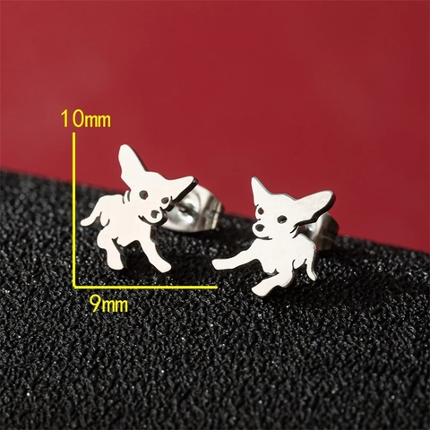 Orecchini A Lobo Cane Chihuahua Acciaio Inossidabile Minimalista Silhouette Animale Gioielli Per Donne Ragazze Regalo